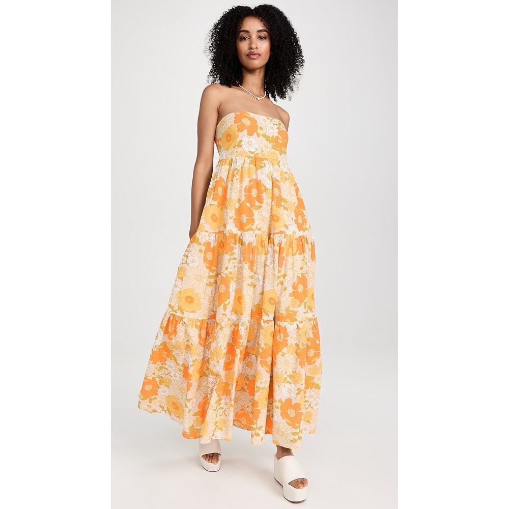Mille Polly Maxi Dress XS Retro Floral Tiered Boho Cottagecore